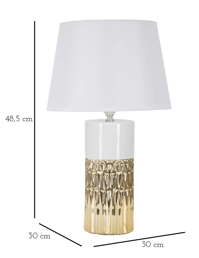 Lampada da Tavolo Elegante Glam con Paralume Bianco Ø 30x48,5 - Image 6