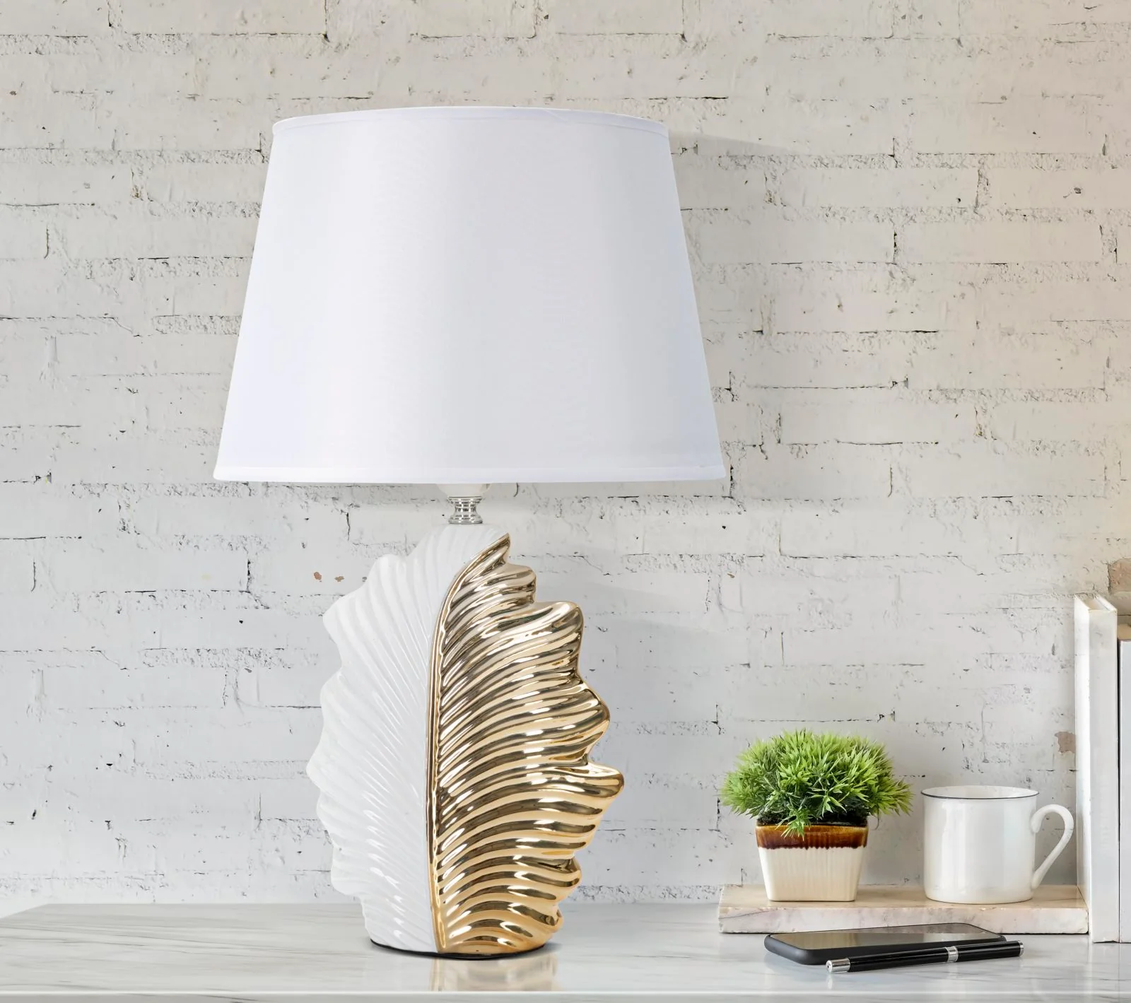 Lampada da tavolo elegante a foglia cm 30x47,5 - Image 5