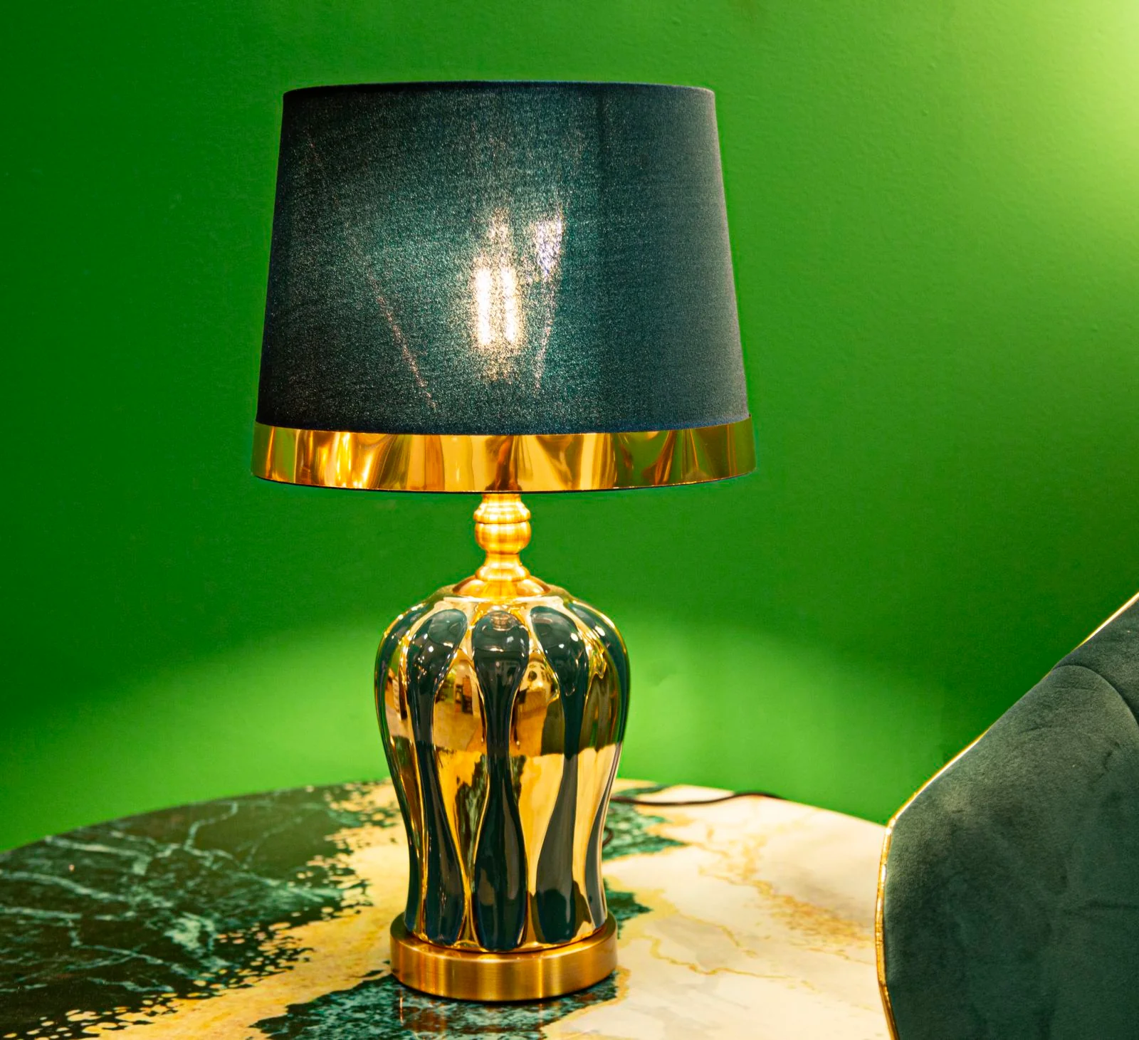 Lampada da Tavolo Elegante Blu e Oro ø 30x53 cm - Image 5
