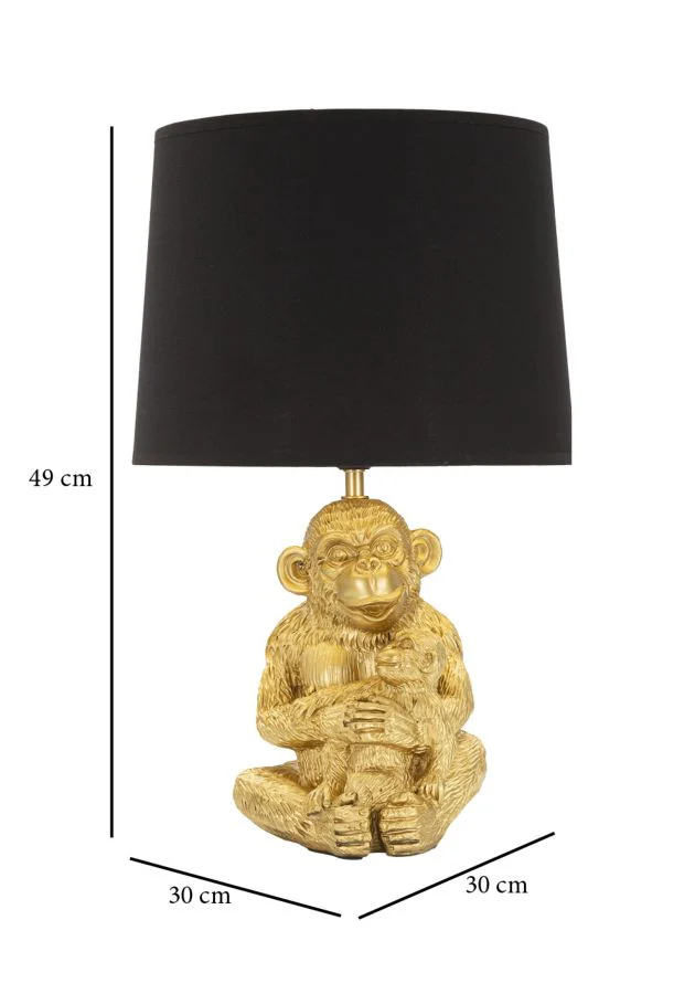 Lampada da tavolo Monkey Mum con design creativo e paralume in tessuto nero cm ø 30x49 - Image 6