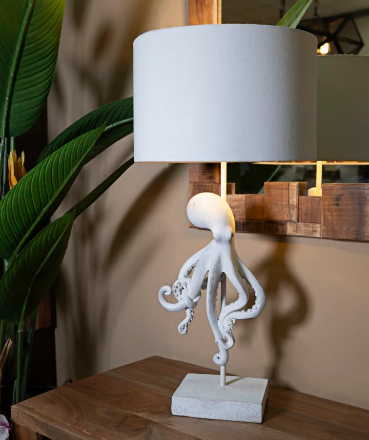 Lampada da Tavolo Octopus Bianca Design Moderno cm ø 30,5x64,5 - Image 5