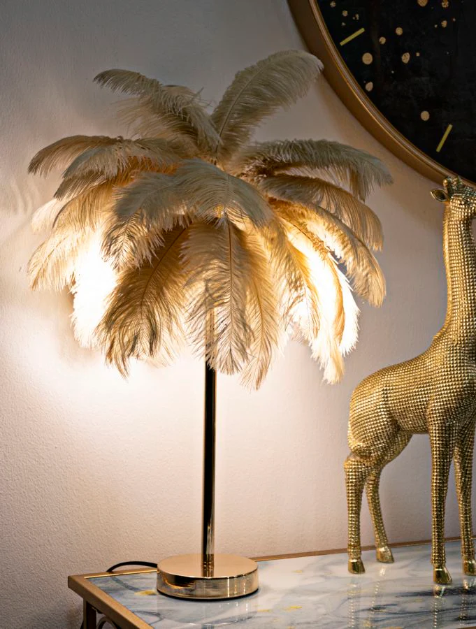 Lampada da Tavolo Eleganza Palm Cammello ø 55x60 cm - Image 5