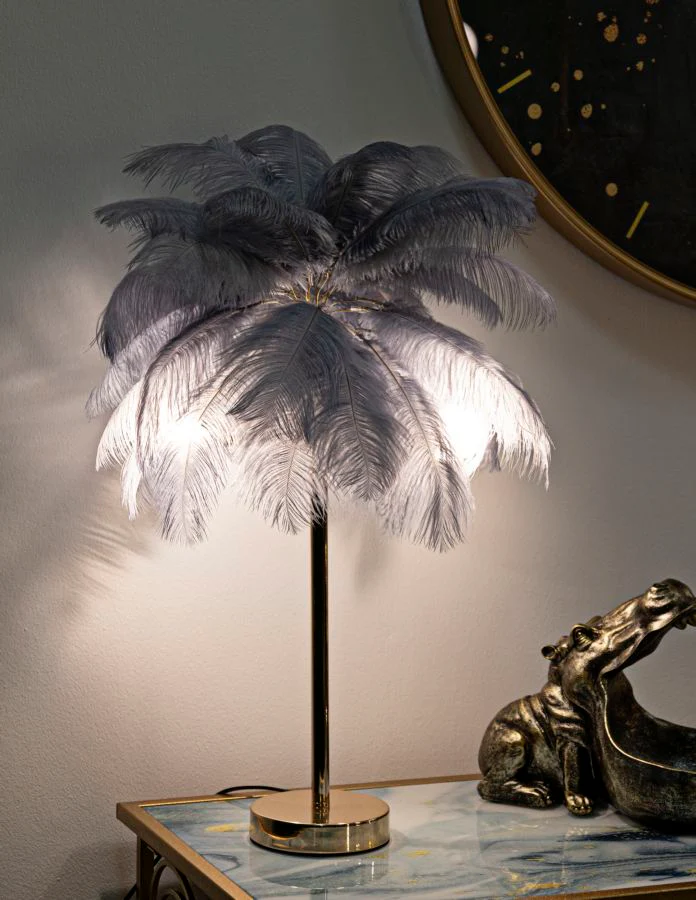 Lampada da Tavolo Elegante Palm Grigia 55x60 cm - Image 5