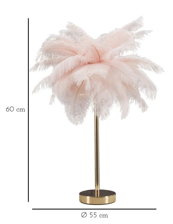 Lampada da Tavolo Eleganza Rosa con Paralume in Piume - Image 6