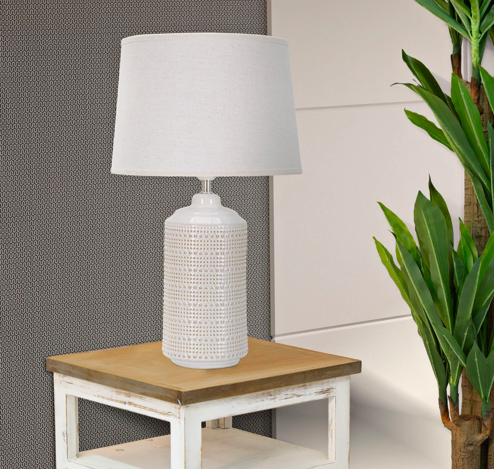 Lampada da Tavolo Elegante in Ceramica con Paralume Bianco 28x47 cm - Image 5