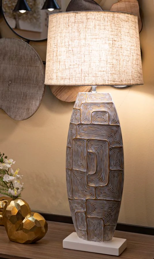 Lampada da tavolo Eclips Tower in resina, design elegante 38x90 cm - Image 6