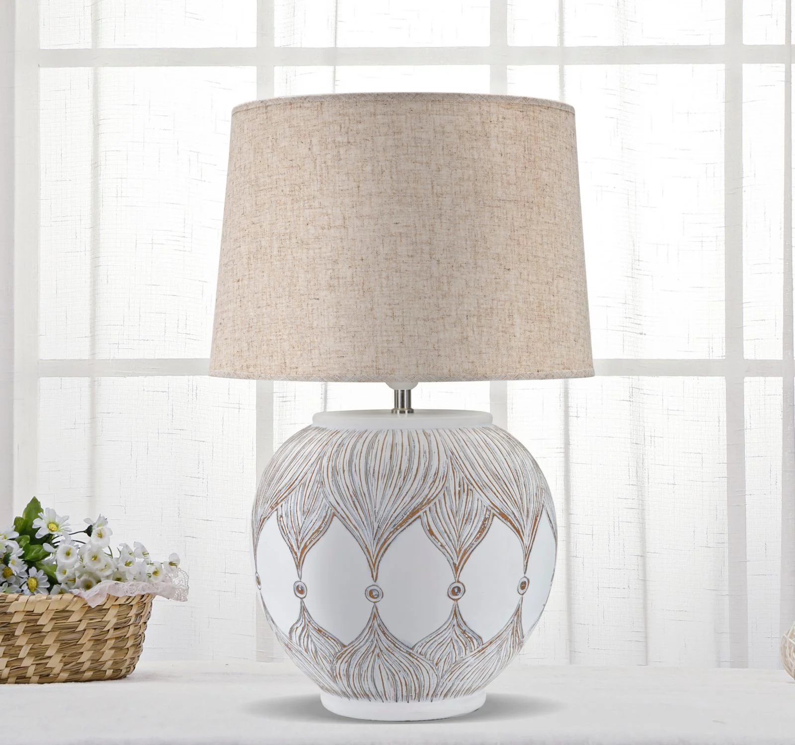 Lampada da Tavolo in Resina "Atene" Ø 38 cm, Altezza 59 cm - Image 5