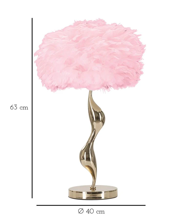 Lampada da tavolo elegante rosa con paralume in piume cm ø 40x63 - Image 7
