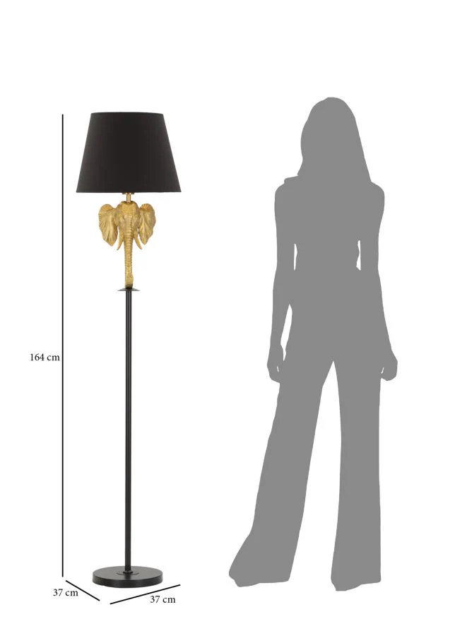 Lampada da Terra Elefante in Metallo e Tessuto - Design Unico Ø 37x164 cm - Image 6
