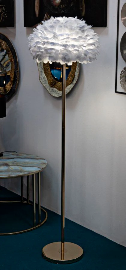 Lampada da terra slim in piume grigia ø 43x170 cm - Image 5