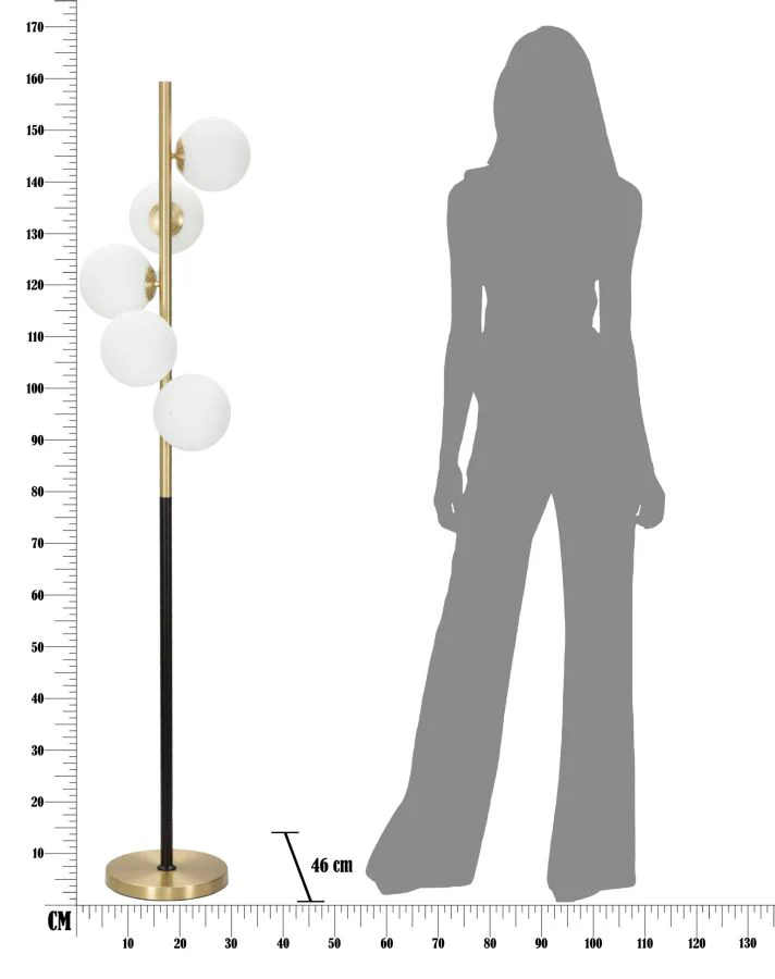 Lampada da Terra Glamour Nero Ø 30x160 cm - Image 8