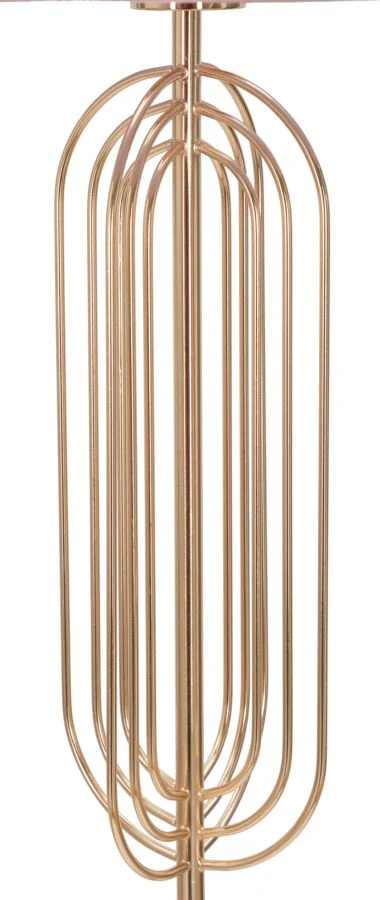 Lampada da Terra Ovy con Paralume Rosa e Struttura Dorata, Ø 40 cm x 168,5 cm - Image 2
