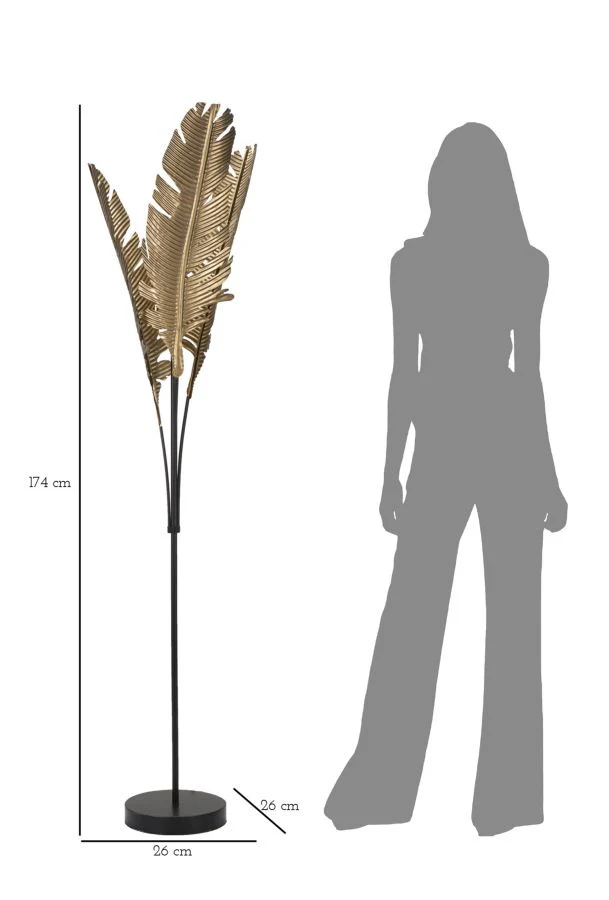 Piantana Elegante con Design Foglie di Palma cm ø 26x174 - Image 9