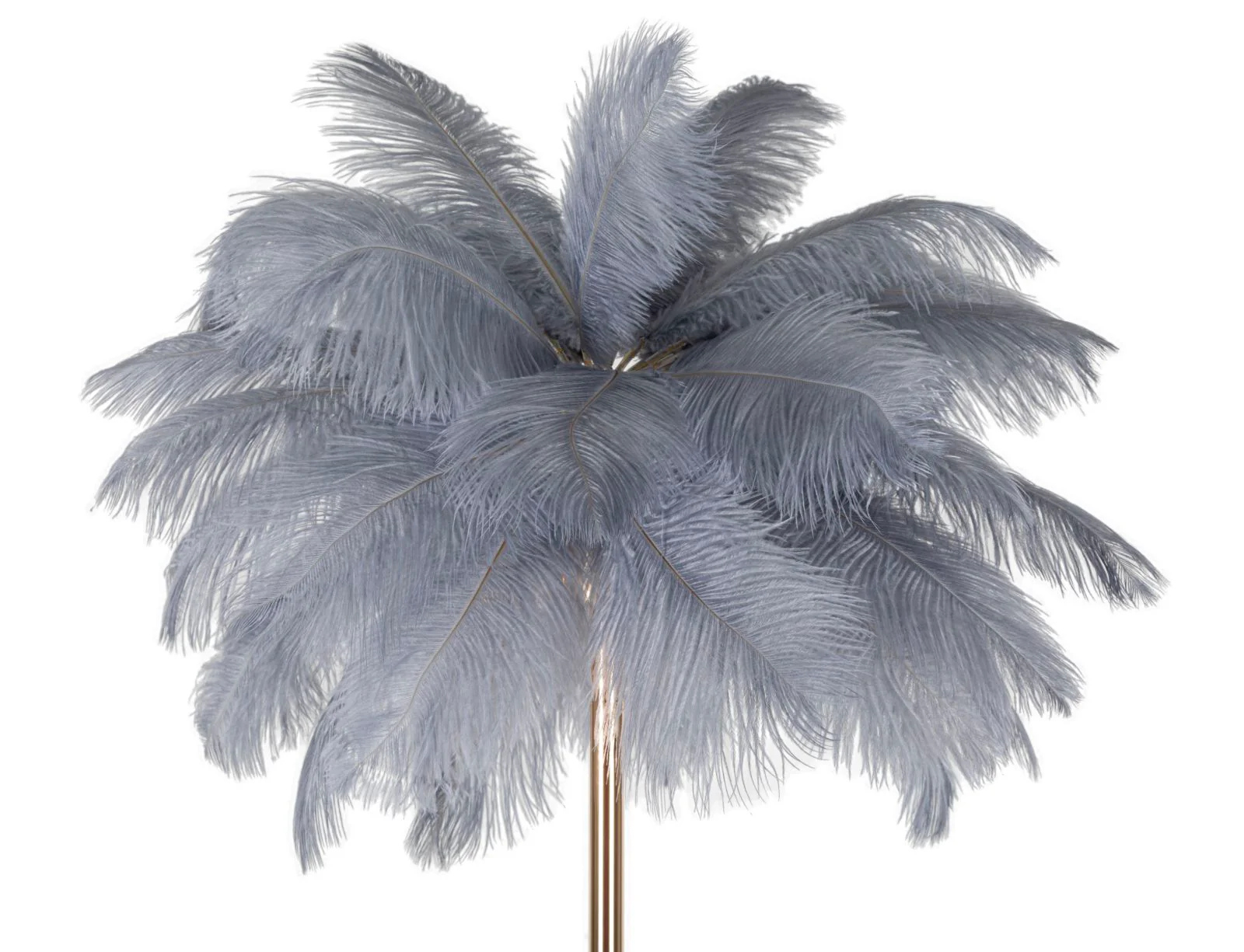 Lampada da terra elegante in grigio con paralume in piume 55x160 cm - Image 2