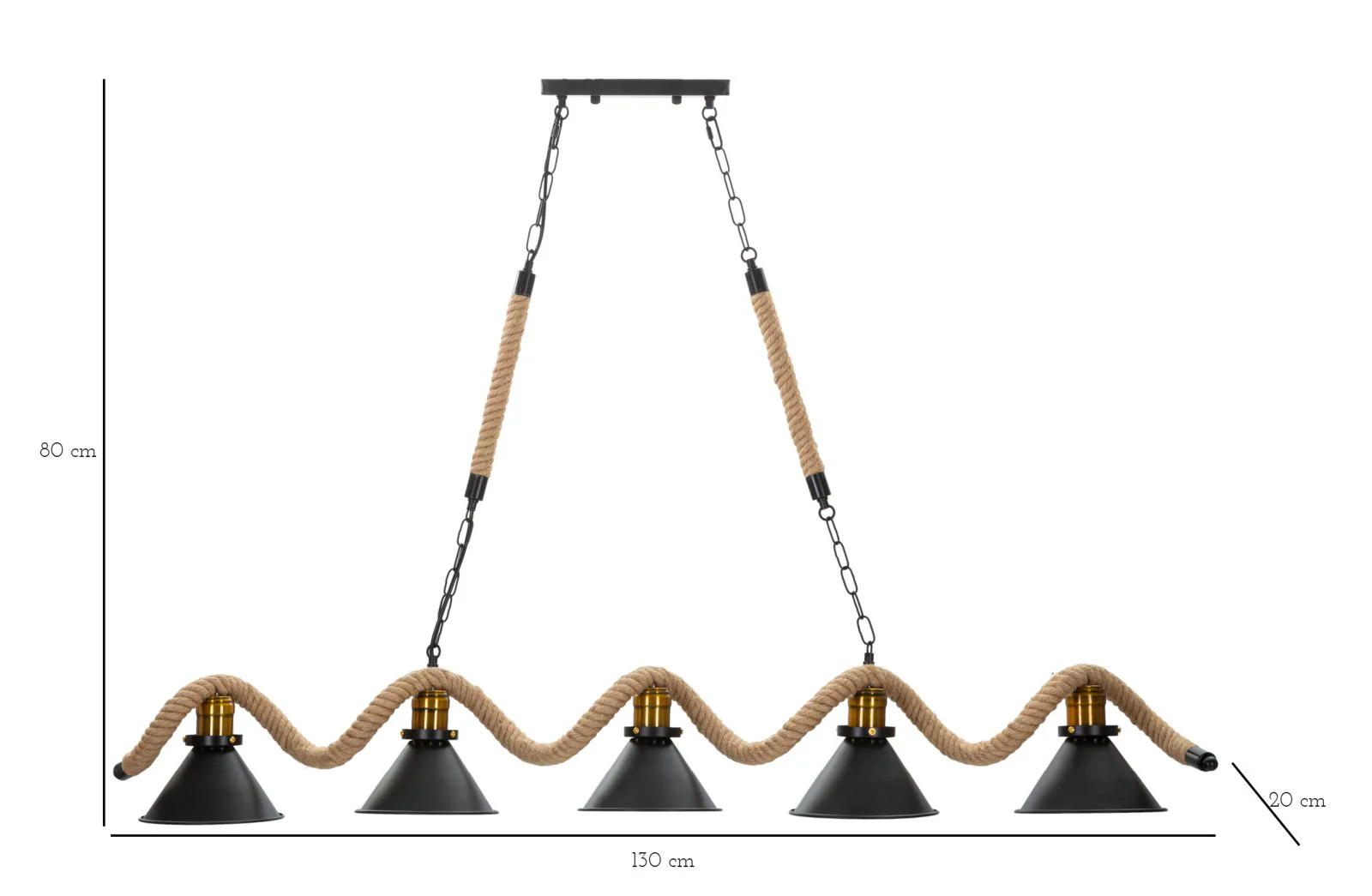 Lampadario Moderno Cup/Rope con 5 Luci 130x20x80 cm - Image 8