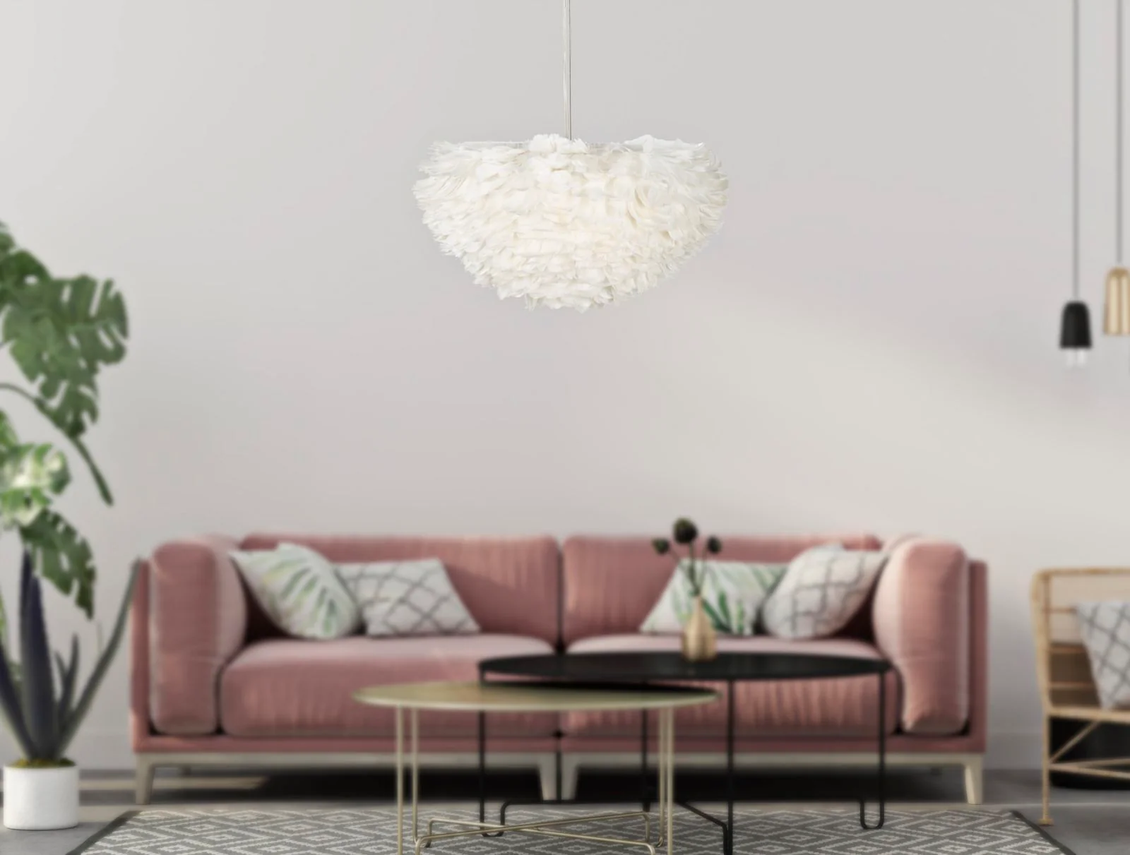 Lampadario in Piume Elegante Ø 60 cm - Altezza Regolabile fino a 110 cm - Image 5