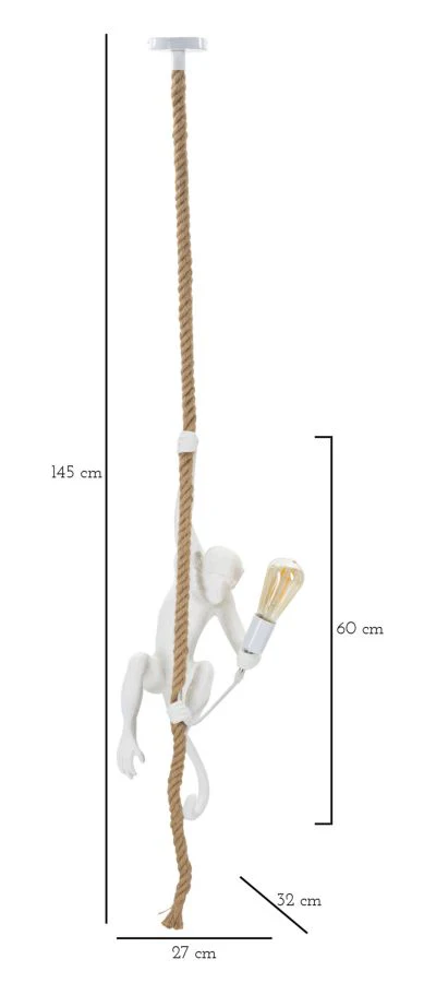 Lampadario scimmia bianca in resina cm ø 27x32x60 - Image 7