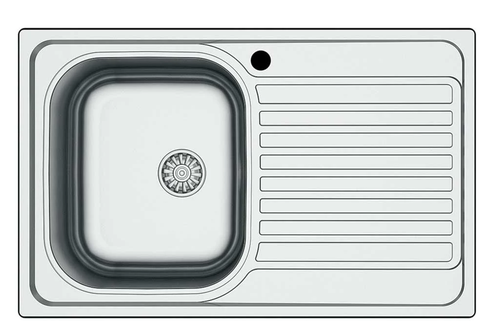 Lavello Inox 79x50 - Monostampo, 1 Vasca, Gocciolatoio - Superficie Satinata