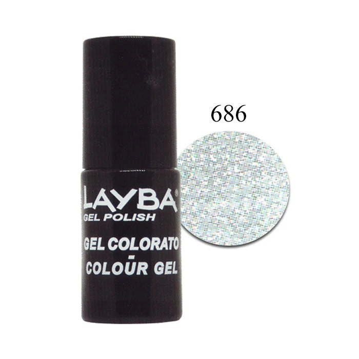 LAYLA LAYBA SMALTO SEMIPERMANENTE GEL POLISH SILVER GLITTER 686