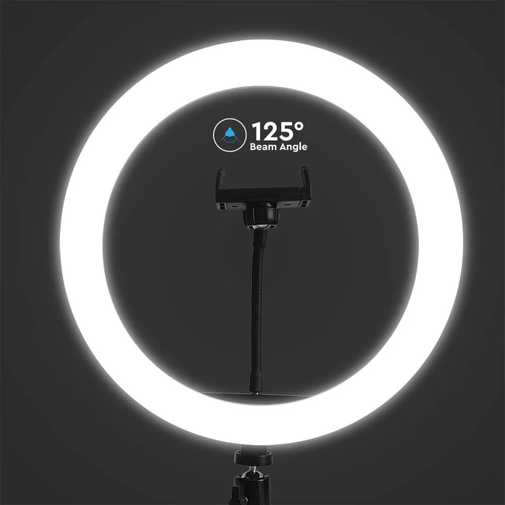 V-Tac Ring Light LED 7W 26cm con Treppiede e Supporto Smartphone - Image 3