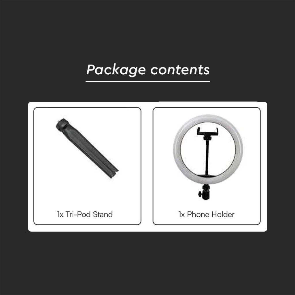 V-Tac Ring Light LED 7W 26cm con Treppiede e Supporto Smartphone - Image 4