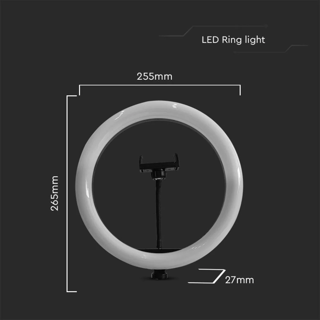 V-Tac Ring Light LED 7W 26cm con Treppiede e Supporto Smartphone - Image 8