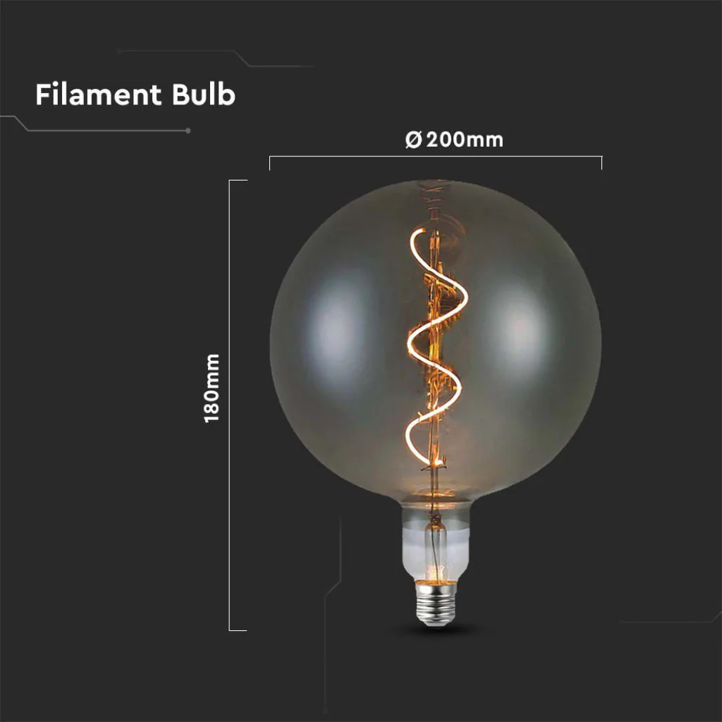 V-Tac Lampadina LED E27 4W G200S Vetro Fumé 2700K Spirale Decorativa - Image 3