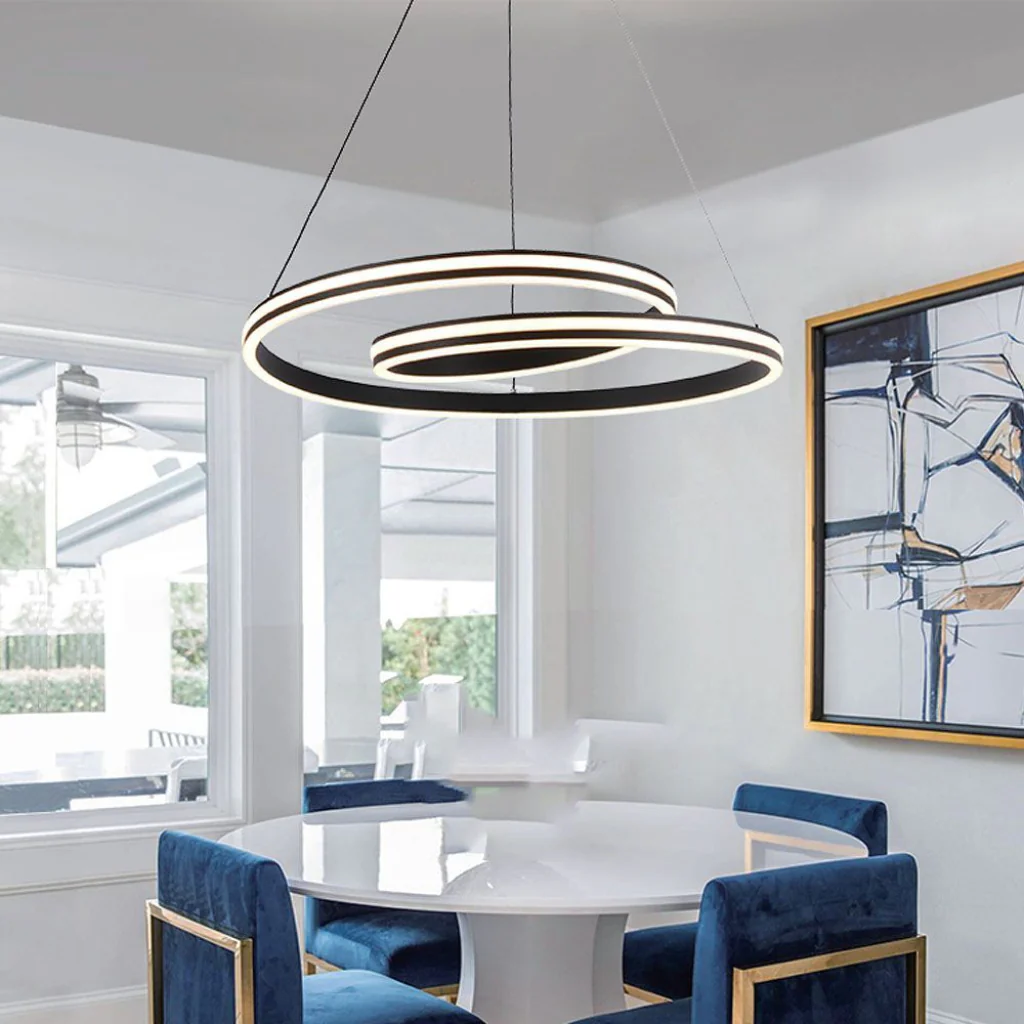Lampadario LED moderno 40W nero in metallo con luce CCT 3in1 – H1160x600mm - Image 4