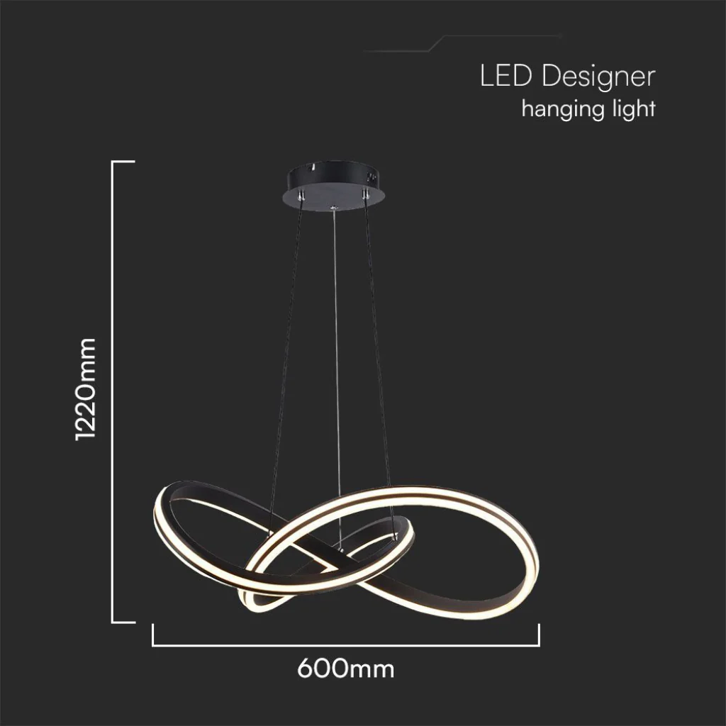 Lampadario LED moderno 40W nero in metallo con luce CCT 3in1 - Image 4