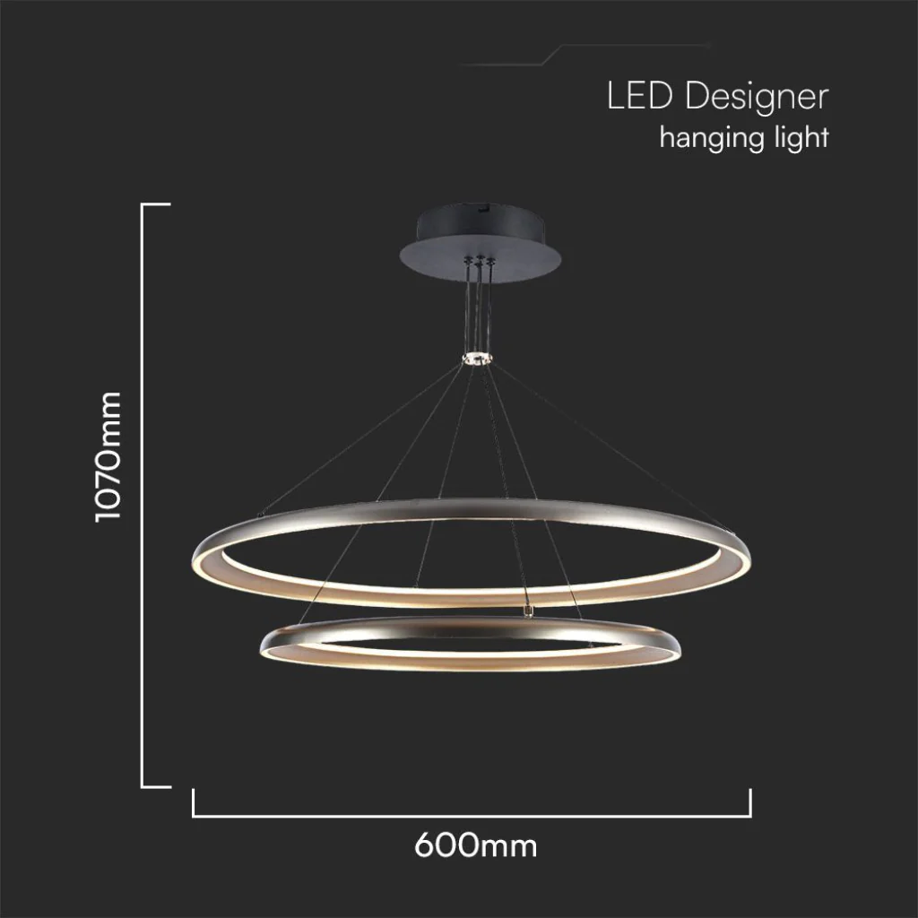 Lampadario LED moderno 65W grigio champagne 3000K – Design elegante - Image 4