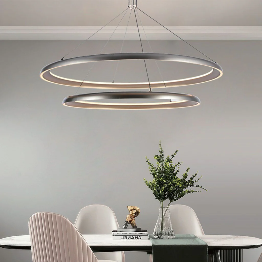 Lampadario LED moderno 65W grigio champagne 3000K – Design elegante - Image 5