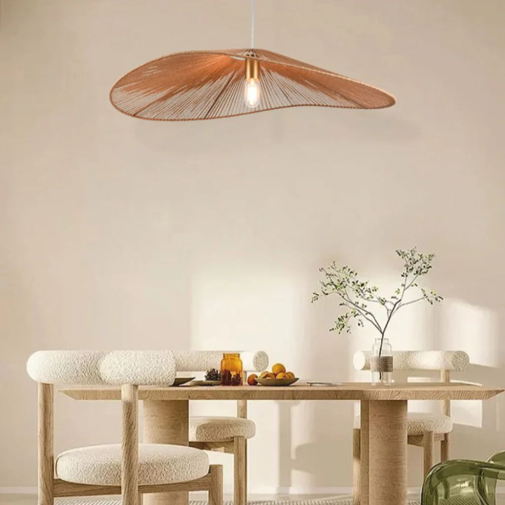 Lampadario sospeso in legno intrecciato E27 Ø800mm design moderno - Image 5