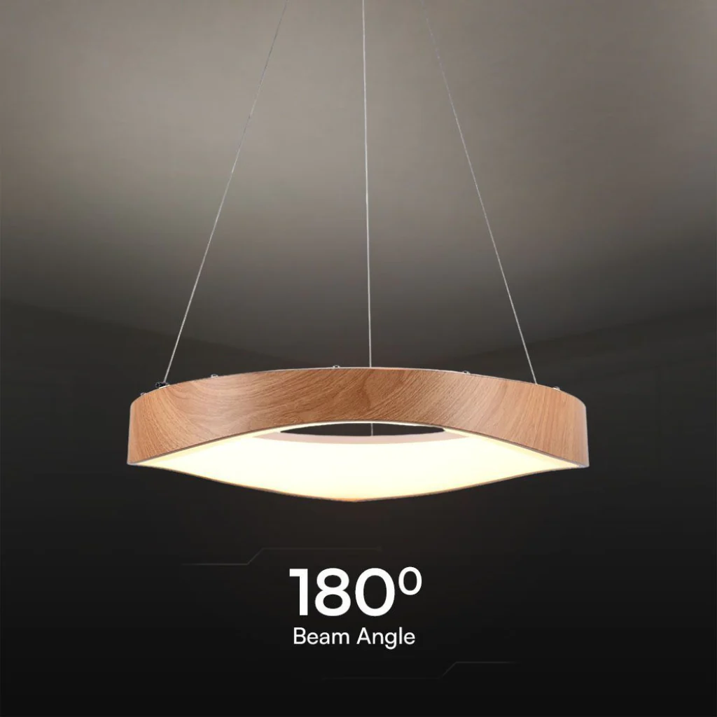 Lampadario LED sospeso 25W circolare colore legno 3000K – Ø500mm - Image 3