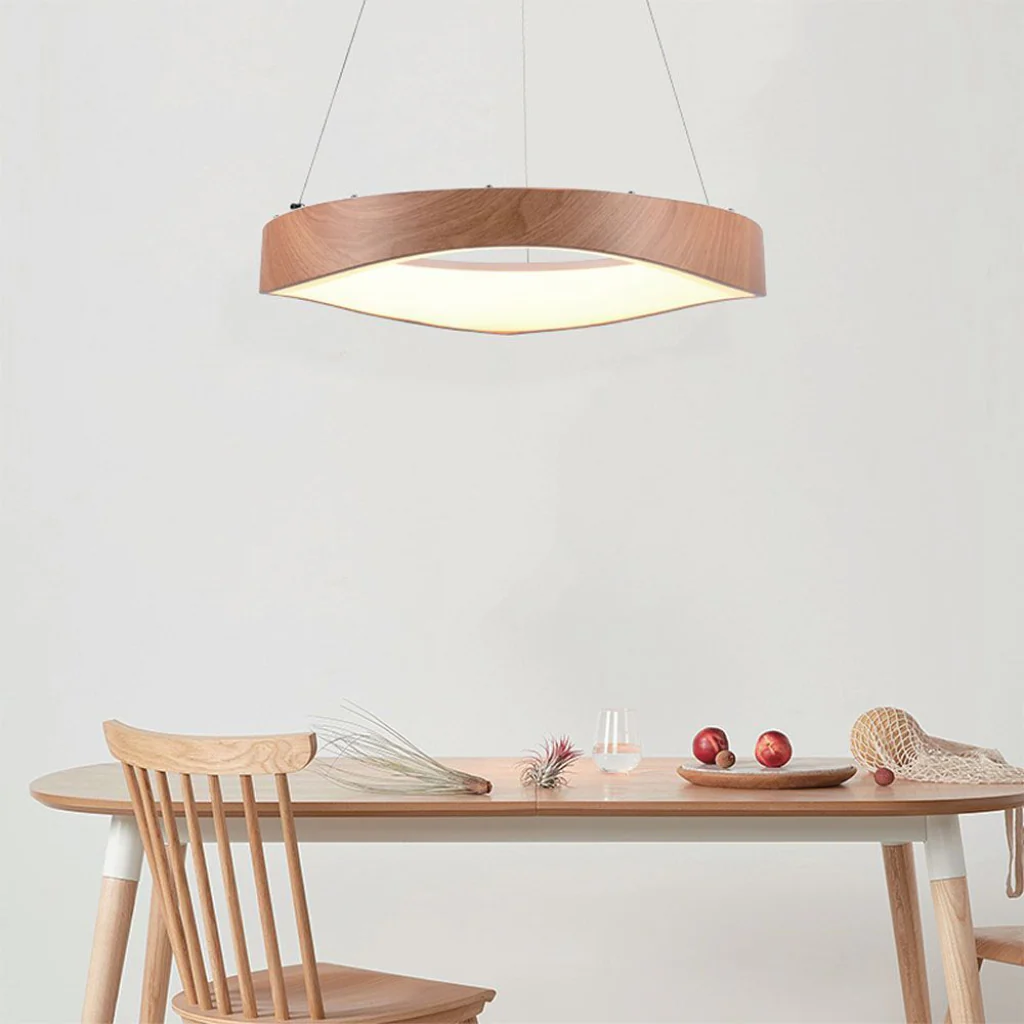 Lampadario LED sospeso 25W circolare colore legno 3000K – Ø500mm - Image 5