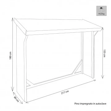 Legnaia - Struttura per legna dimensioni 217 x 80 x 155/180 h - Image 3