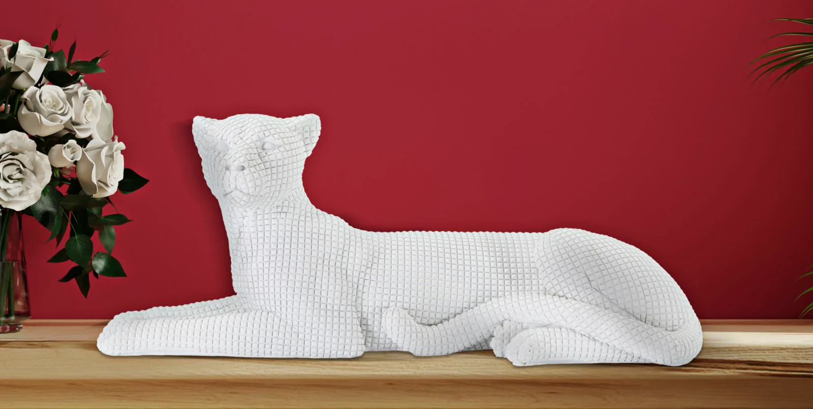 Leopardo Elegante Sdraiato Bianco 38x12,5x15,3 cm - Image 6