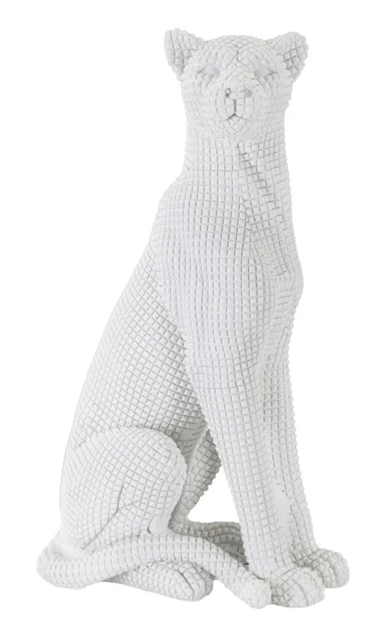 Leopardo Bianco Seduto - Eleganza in Miniatura 15x10x27 cm