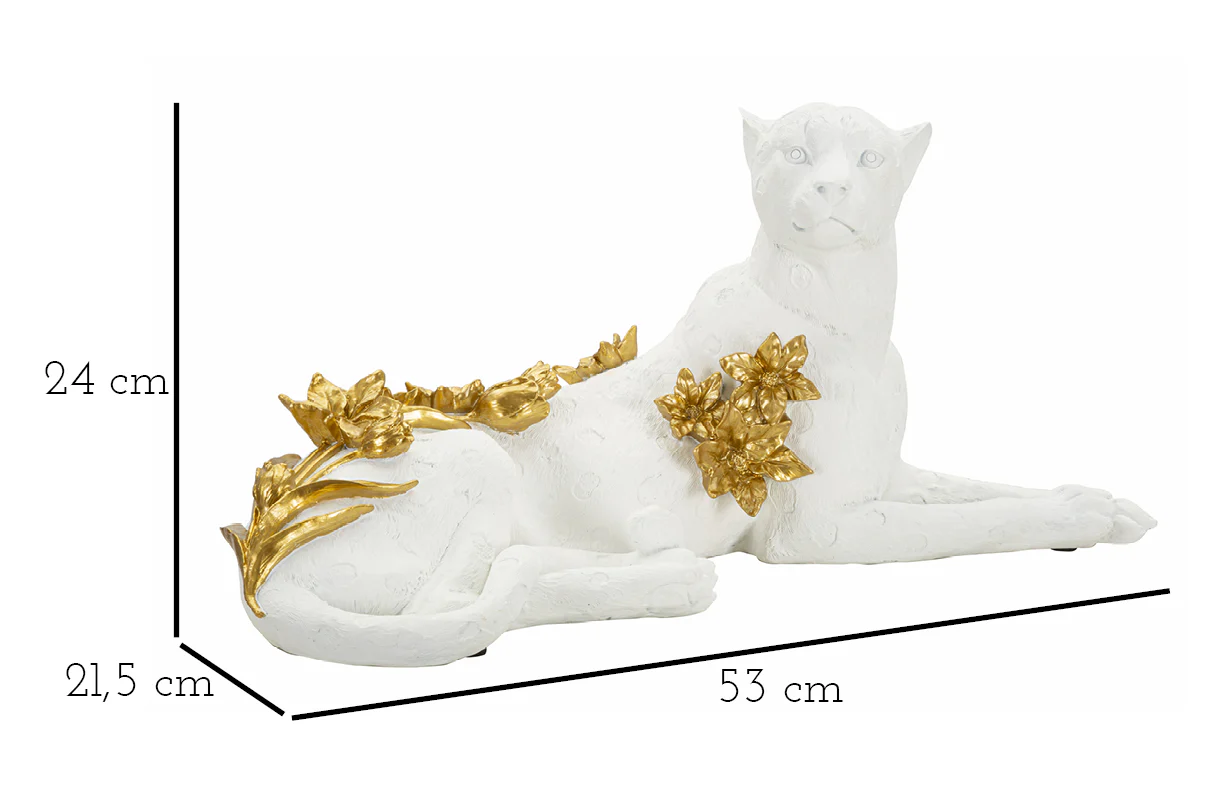 Leopardo Elegante Bianco e Oro 53x21,5x24 cm - Image 7