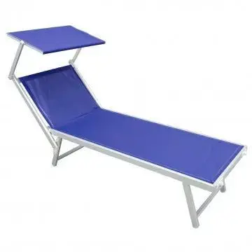 Lettino Bari Blu: Alluminio e Textilene, cm 181x61x38