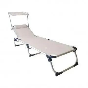 Lettino con parasole Pieghevole Kamp - Beige, 188x59x30 cm