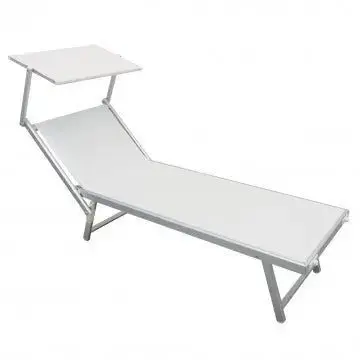 Lettino Jesolo Bianco: Alluminio Resistente, cm 183/189x61x38
