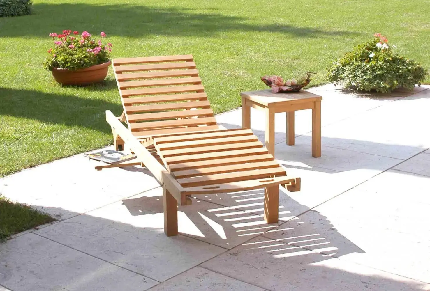 Lettino lidia in teak Massiccio 208x65x35cm - Image 2
