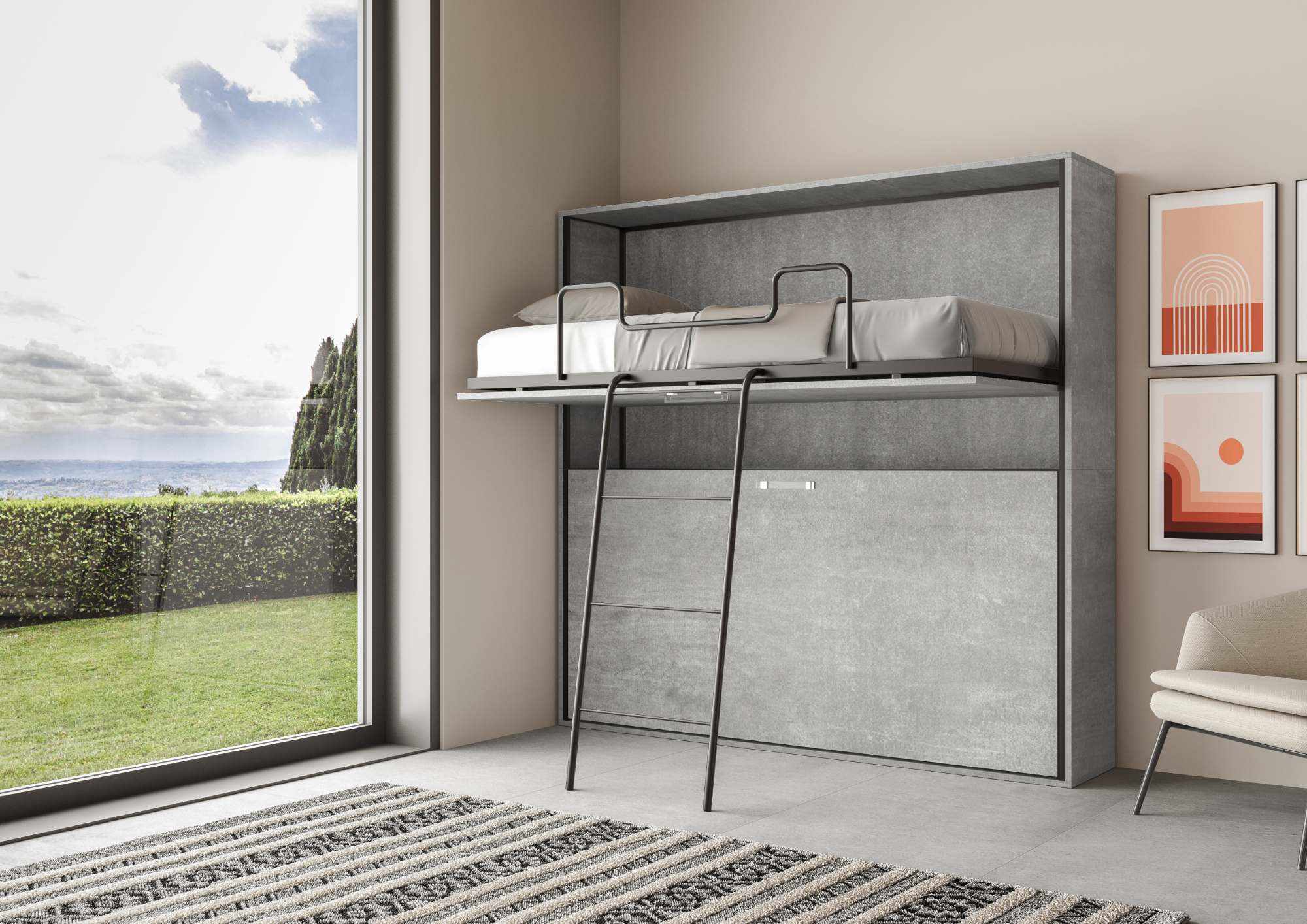 Letto a scomparsa doppio orizzontale Kando con materassi - Image 21