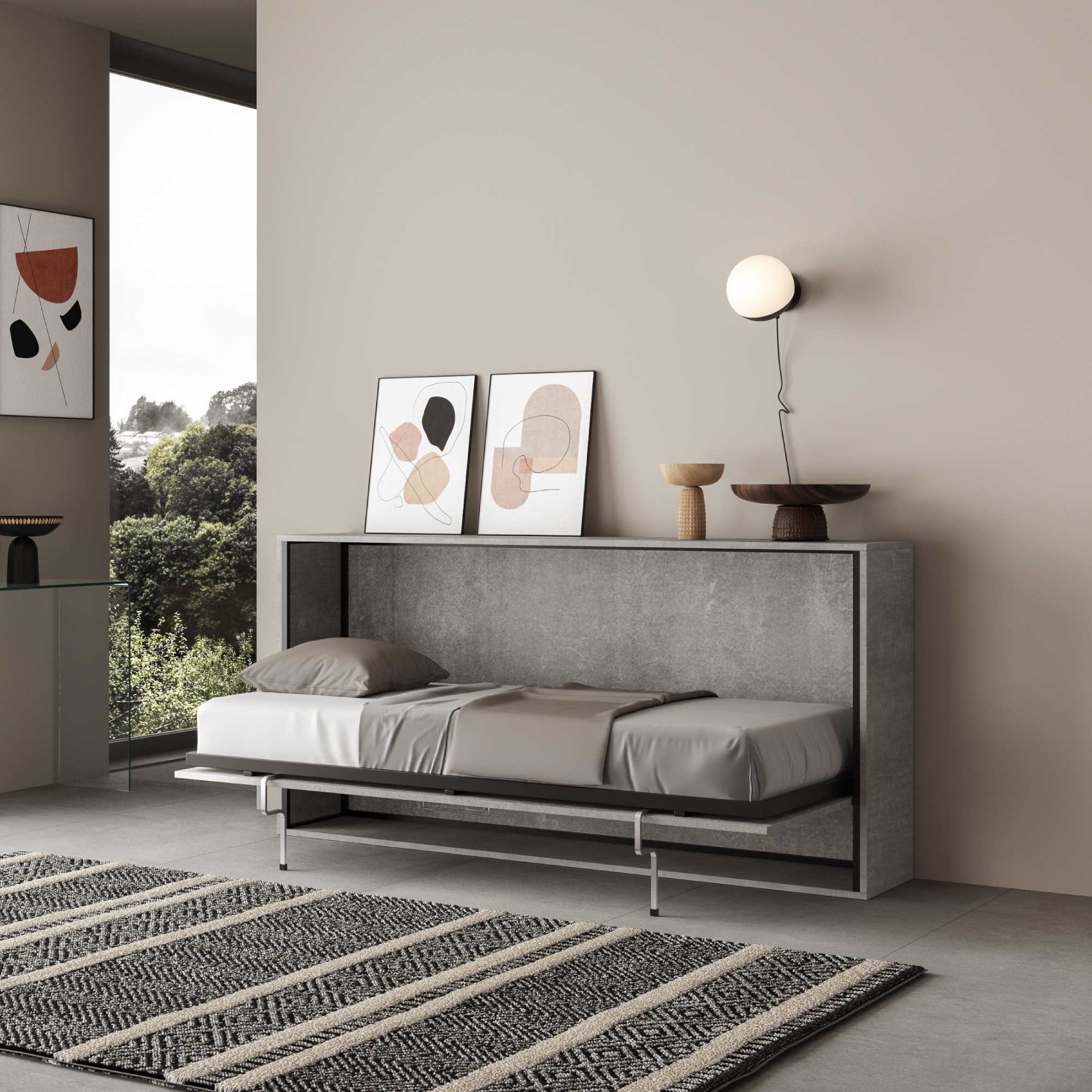 Letto a scomparsa singolo orizzontale Kando con materasso - Image 16
