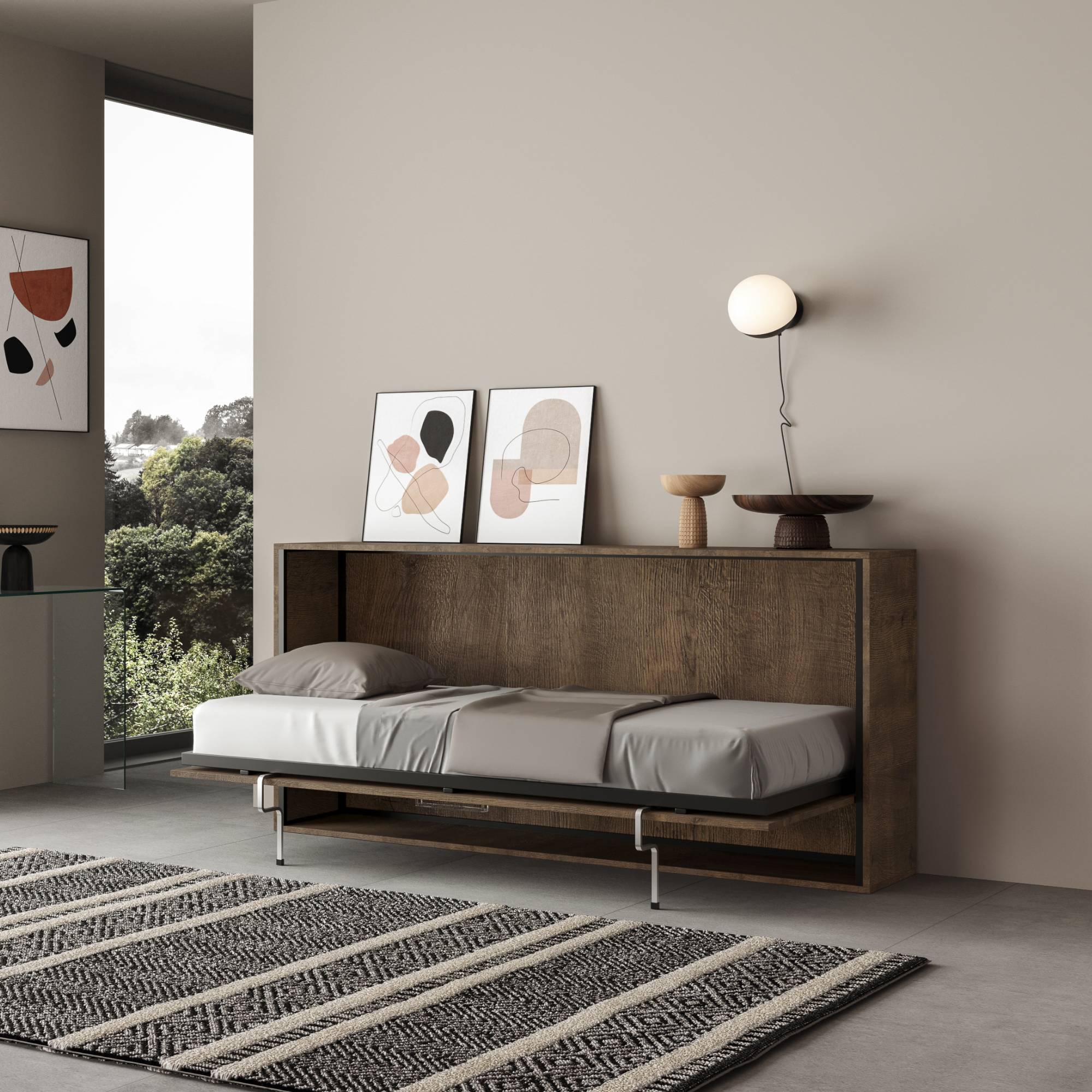 Letto a scomparsa singolo orizzontale Kando con materasso - Image 21