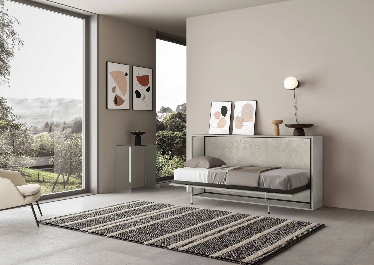 Letto a scomparsa singolo orizzontale Kando con materasso - Image 3