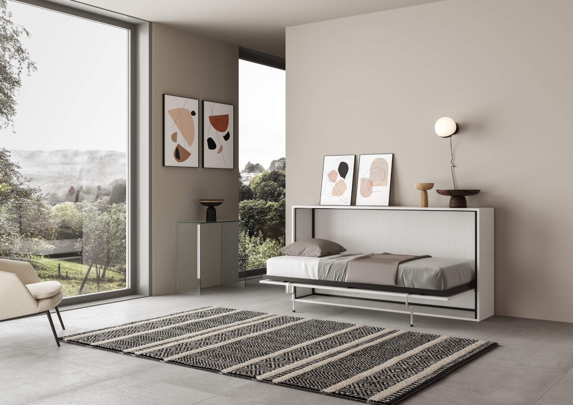 Letto a scomparsa singolo orizzontale Kando con materasso - Image 8