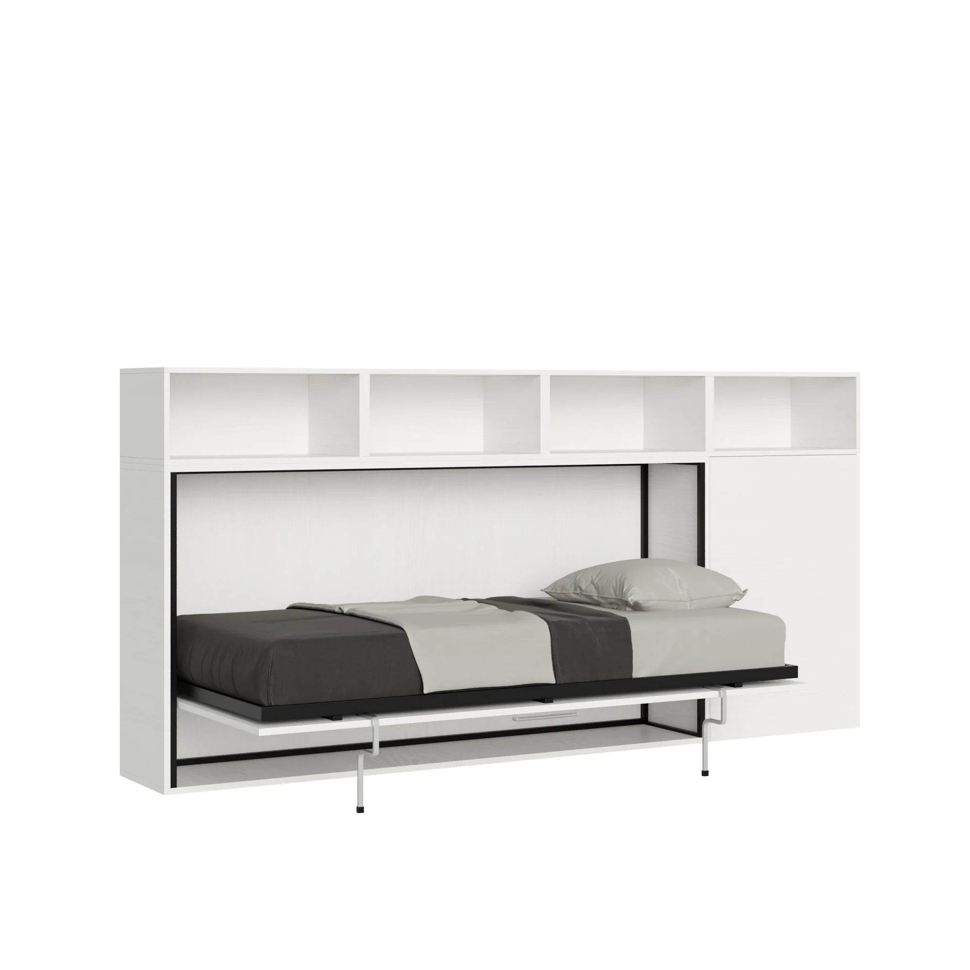 Letto a scomparsa singolo orizzontale Kando con materasso e composizioni disponibili