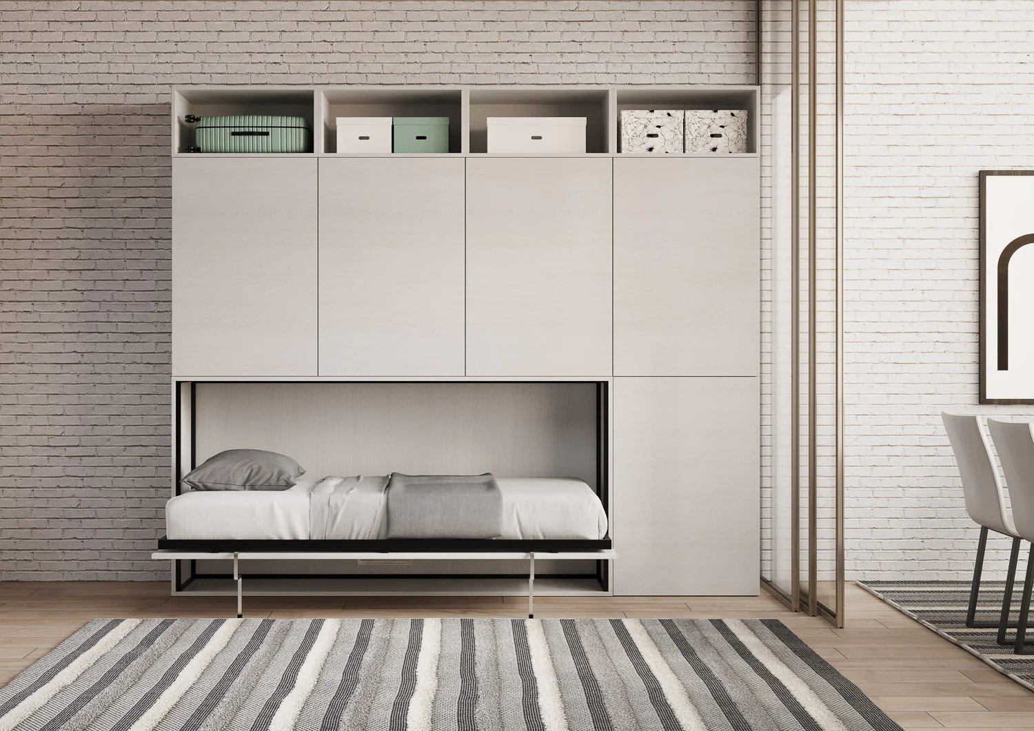 Letto a scomparsa singolo orizzontale Kando con materasso e composizioni disponibili - Image 15