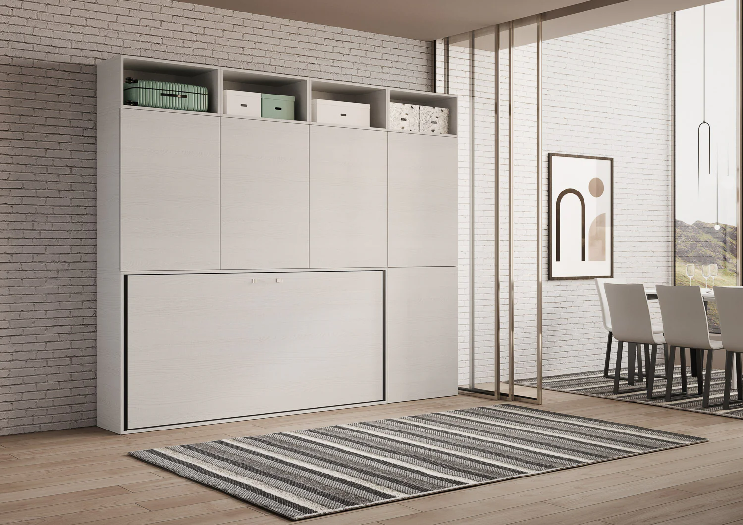 Letto a scomparsa singolo orizzontale Kando con materasso e composizioni disponibili - Image 17
